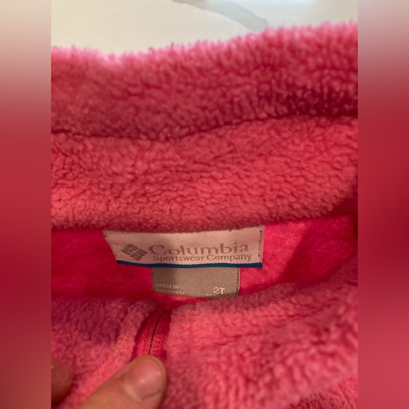 Baby toddler little girl Columbia zip up sweatshirt coat pink pocket collar 2T - Picture 8 of 8